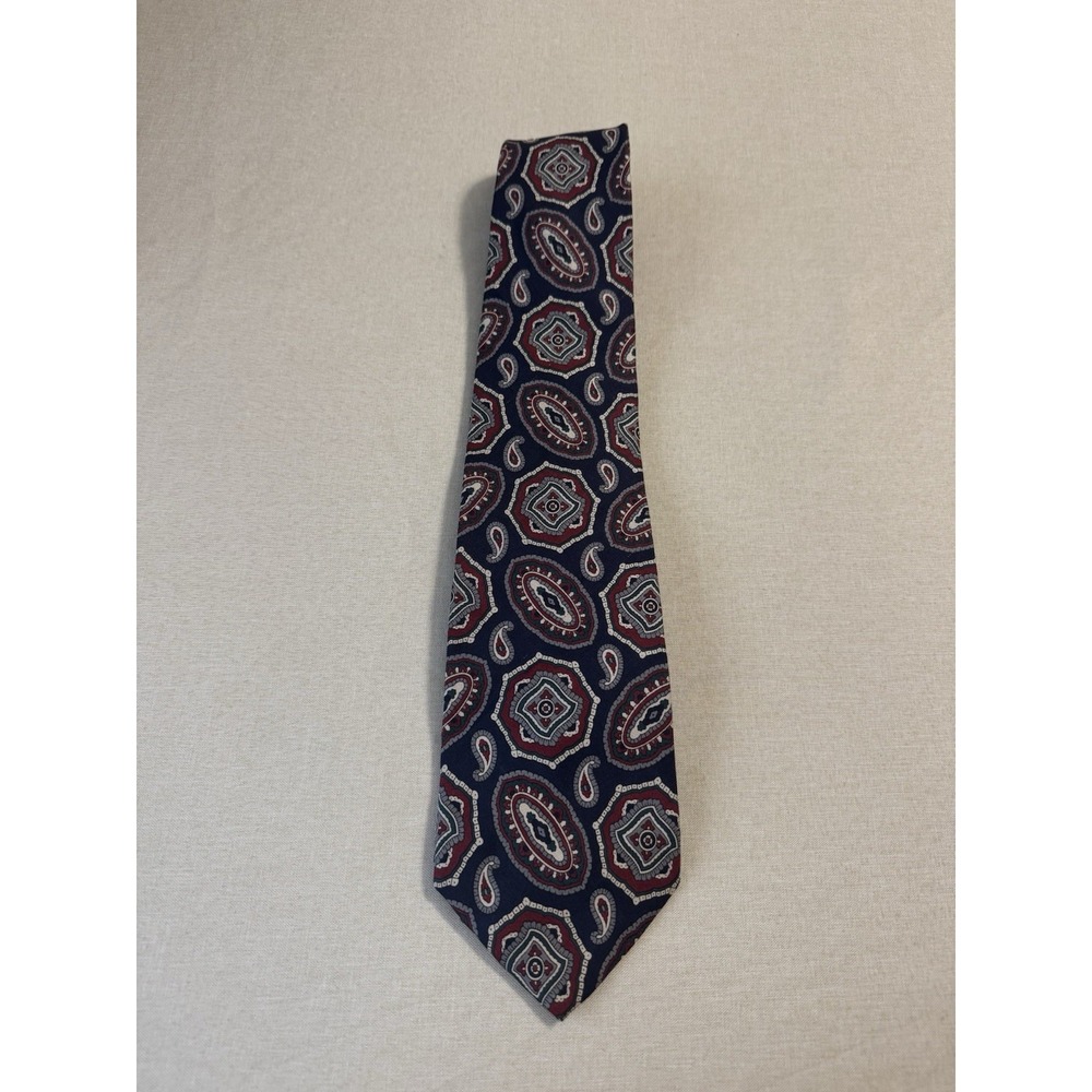 Bert Pulitzer All Silk‎ Paisley Tie 3.5" Navy Red Vintage Dillard's Collector